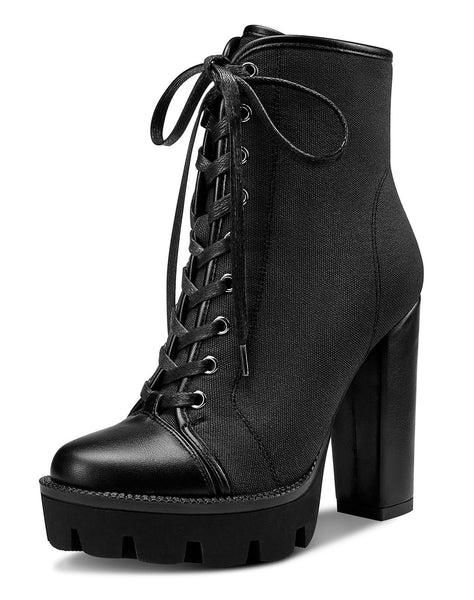 platform heel lace up boots