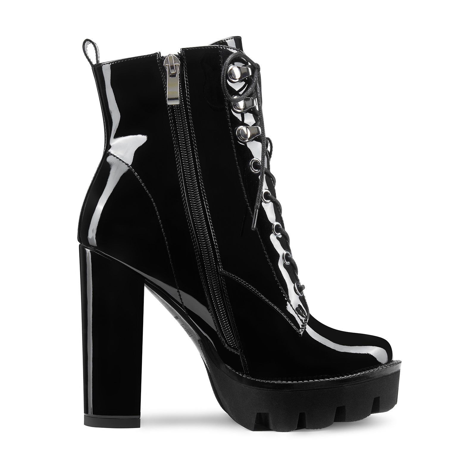 Women's Round-Toe High Heel Platform Ankle Boots with Zipper, 4.7