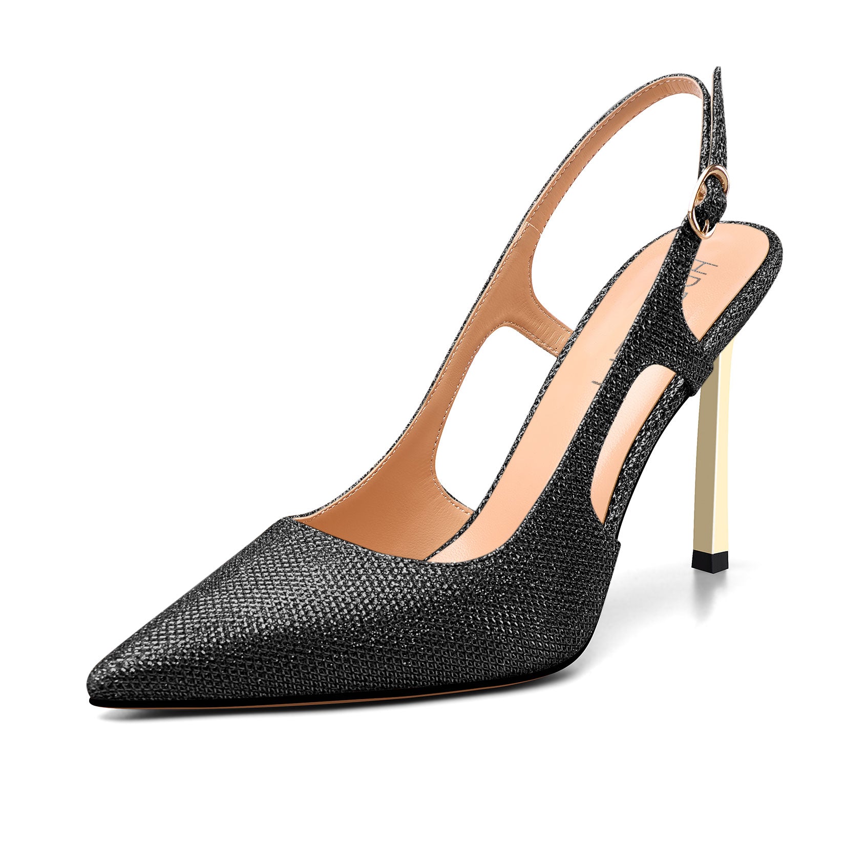Women 8.5CM Stiletto Heel Slingback Pumps with Pointed-Toe, Dress Shiny and Stylish Bling Slip-on Shoes