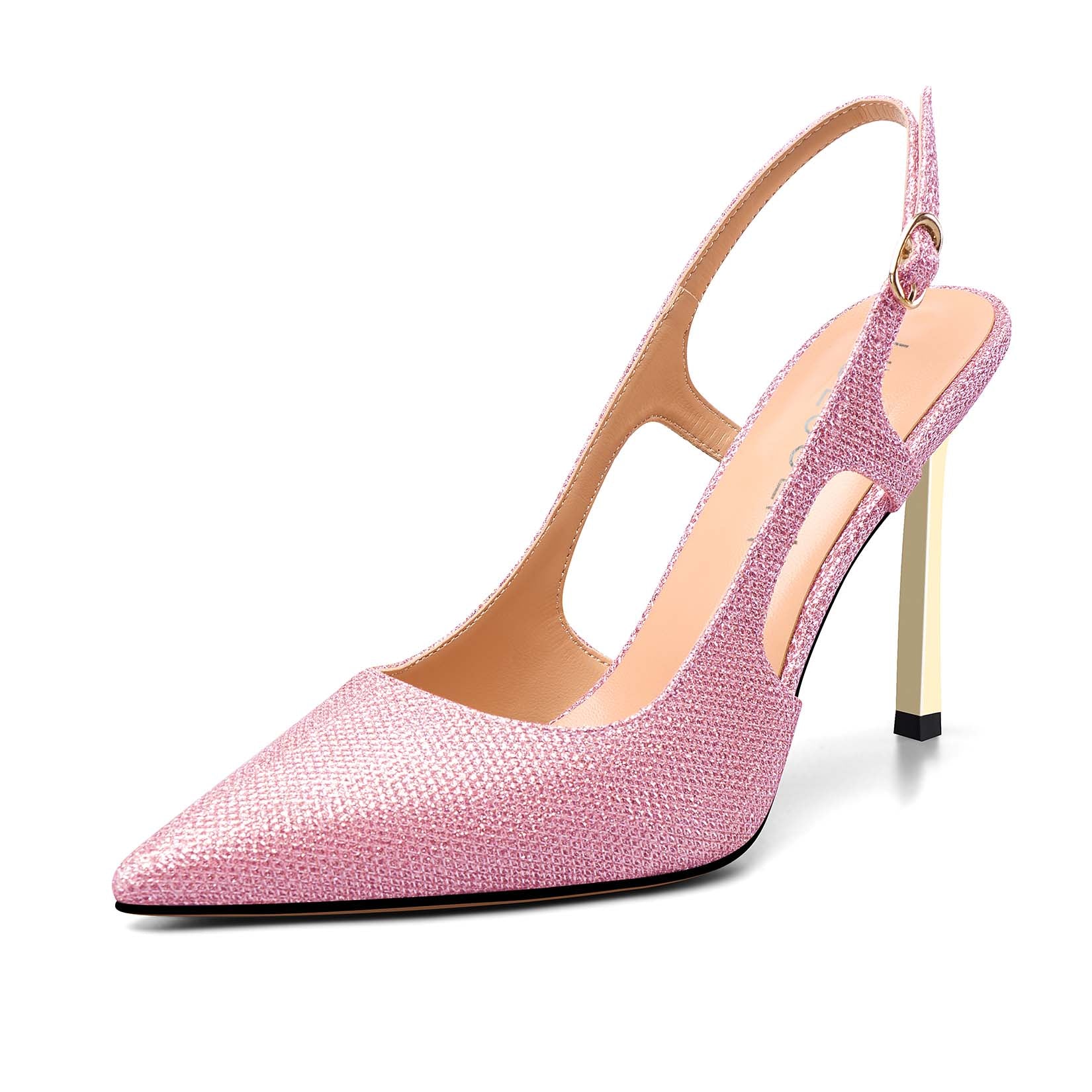 Women 8.5CM Stiletto Heel Slingback Pumps with Pointed-Toe, Dress Shiny and Stylish Bling Slip-on Shoes