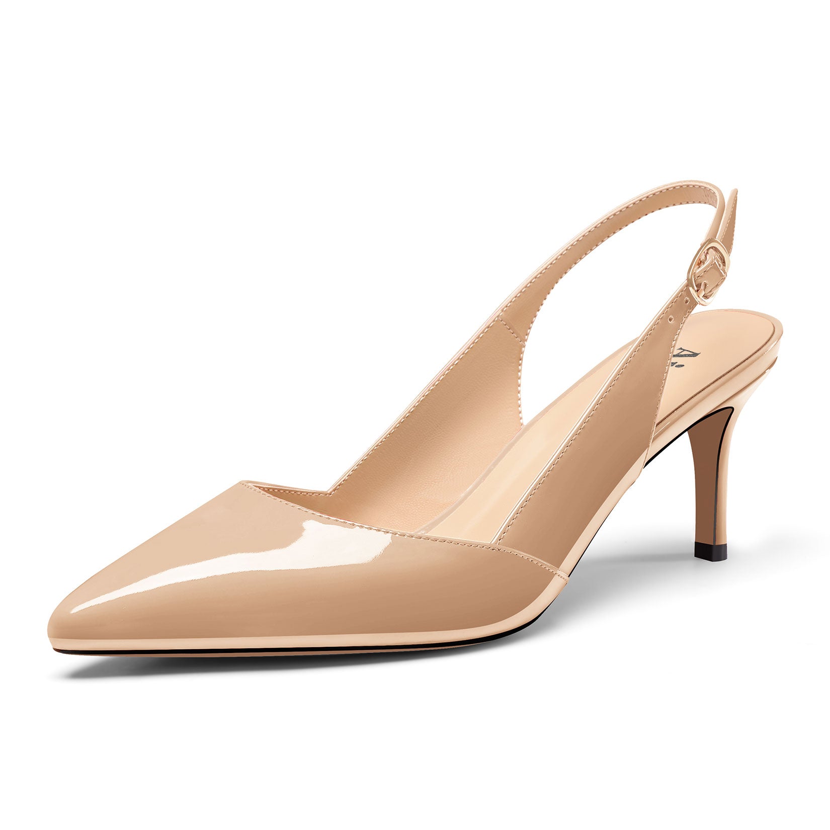 Ladies' Pointed Toe Slingback Pumps 2.3-Inch Heel, Alluringly Sleek with Patent Leather Finish, Fashionably Versatile Shoes