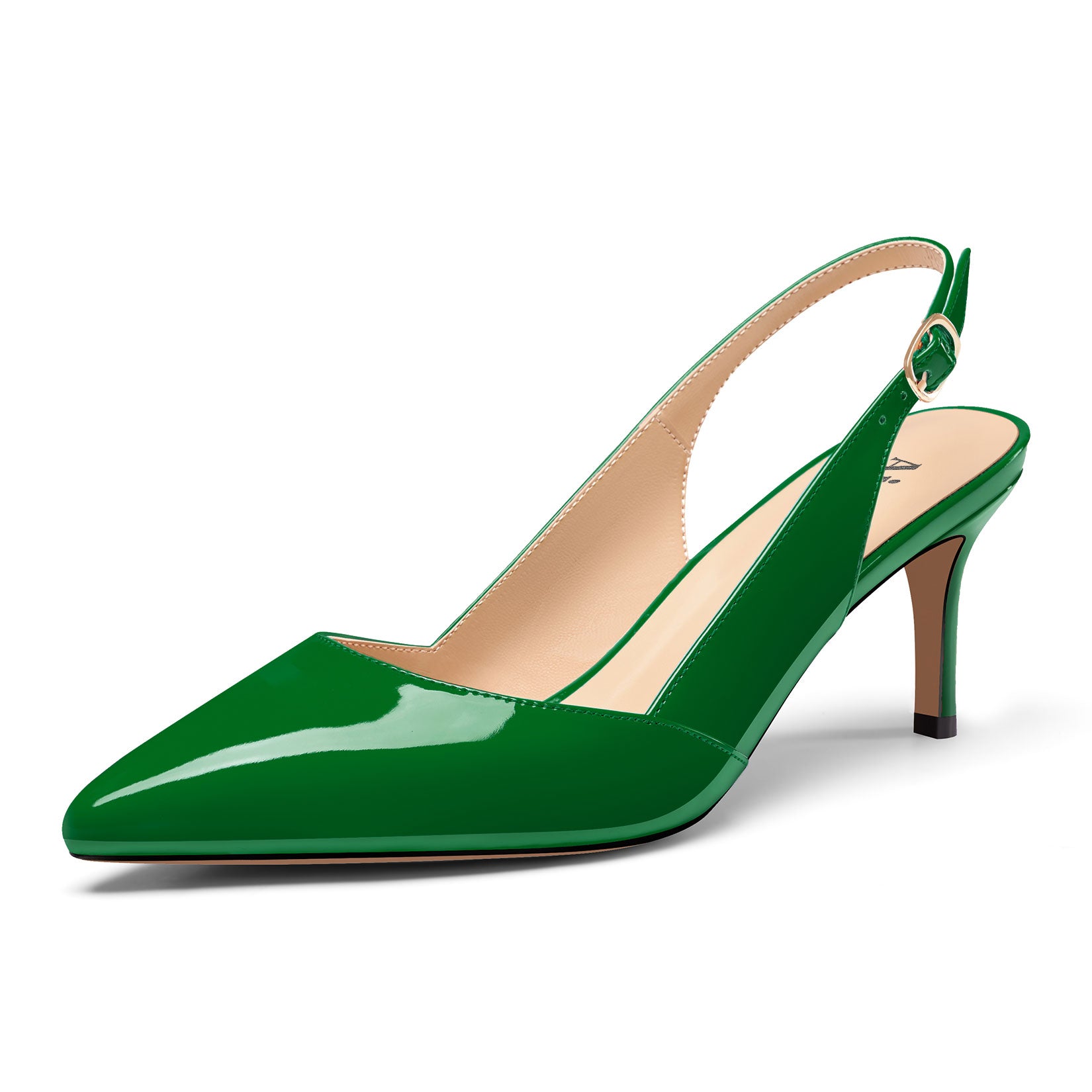 Ladies' Pointed Toe Slingback Pumps 2.3-Inch Heel, Alluringly Sleek with Patent Leather Finish, Fashionably Versatile Shoes