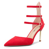 Castamere Women Stiletto High Heel Pointed Toe Ankle Strap Wedding Dress 3.3 Inches Heels