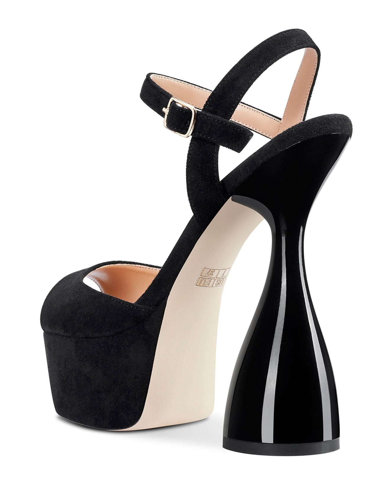 CASTAMERE Women's Chunky High Heels Platform Fashion Party Sandals Peep-Toe Ankel-Strap Sandal 6Inch Heel Shoes for Wedding Dress