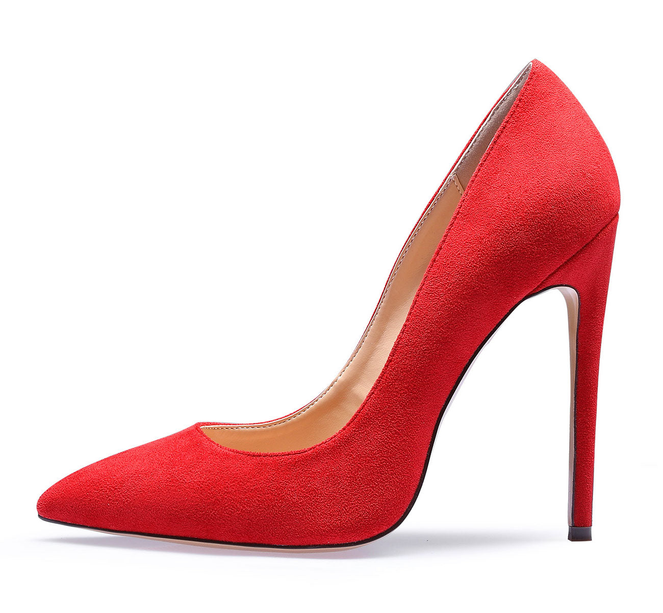 CASTAMERE Women's High Heels Slip On Pumps Pointy Toe Stilettos 12CM Suede Shoes