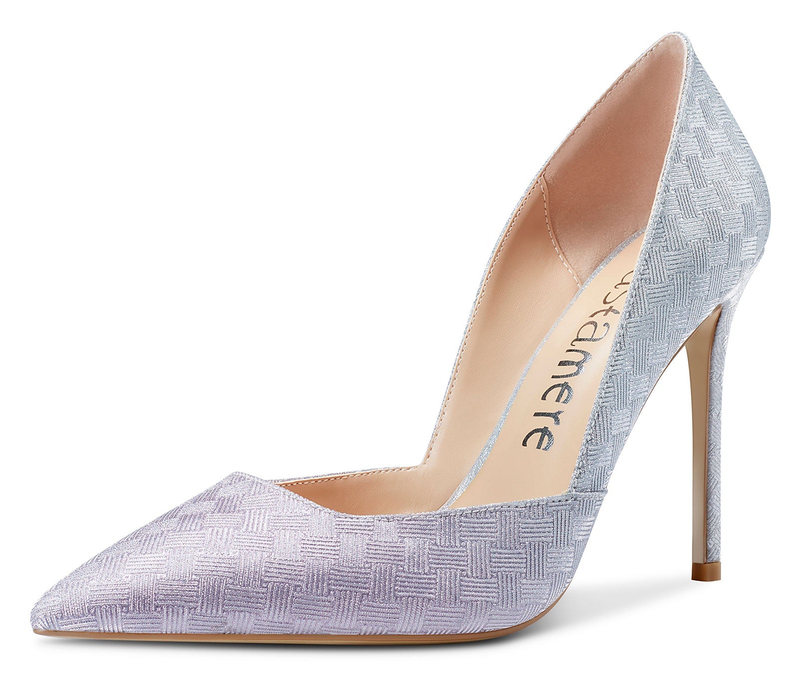 CASTAMERE Womens D'Orsay Slip On High Heels Pumps Elegant Pointy Toe Stilettos 10CM Heel Purple Silver Glitter Shoes