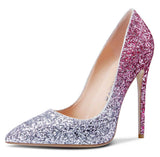 CASTAMERE Womens Sky High Heels Basic Pumps Pointed Toe Stilettos 12CM Heel Glitter Shoes