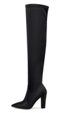 NobleOnly Women's High Heels Over Knee Boots Pointed-Toe Sexy Boot with Zipper Basic Office Boot 4" Chunky Heel Shoes