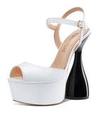 CASTAMERE Women's Chunky High Heels Platform Fashion Party Sandals Peep-Toe Ankel-Strap Sandal 6Inch Heel Shoes for Wedding Dress