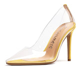 CASTAMERE Womens High Heels Transparent Pumps Slip-on Sexy Clear Pointy Toe 10CM Heels