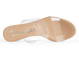 CASTAMERE Womens Chunky Block Mid Heels Sandals Slip On Transparent Ankle Strap Open Toe 5CM Heeled Sandal