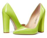 CASTAMERE Womens Sky High Block Heels Pumps Pointed Toe Slip-on 4.7 Inch Heels Shoes
