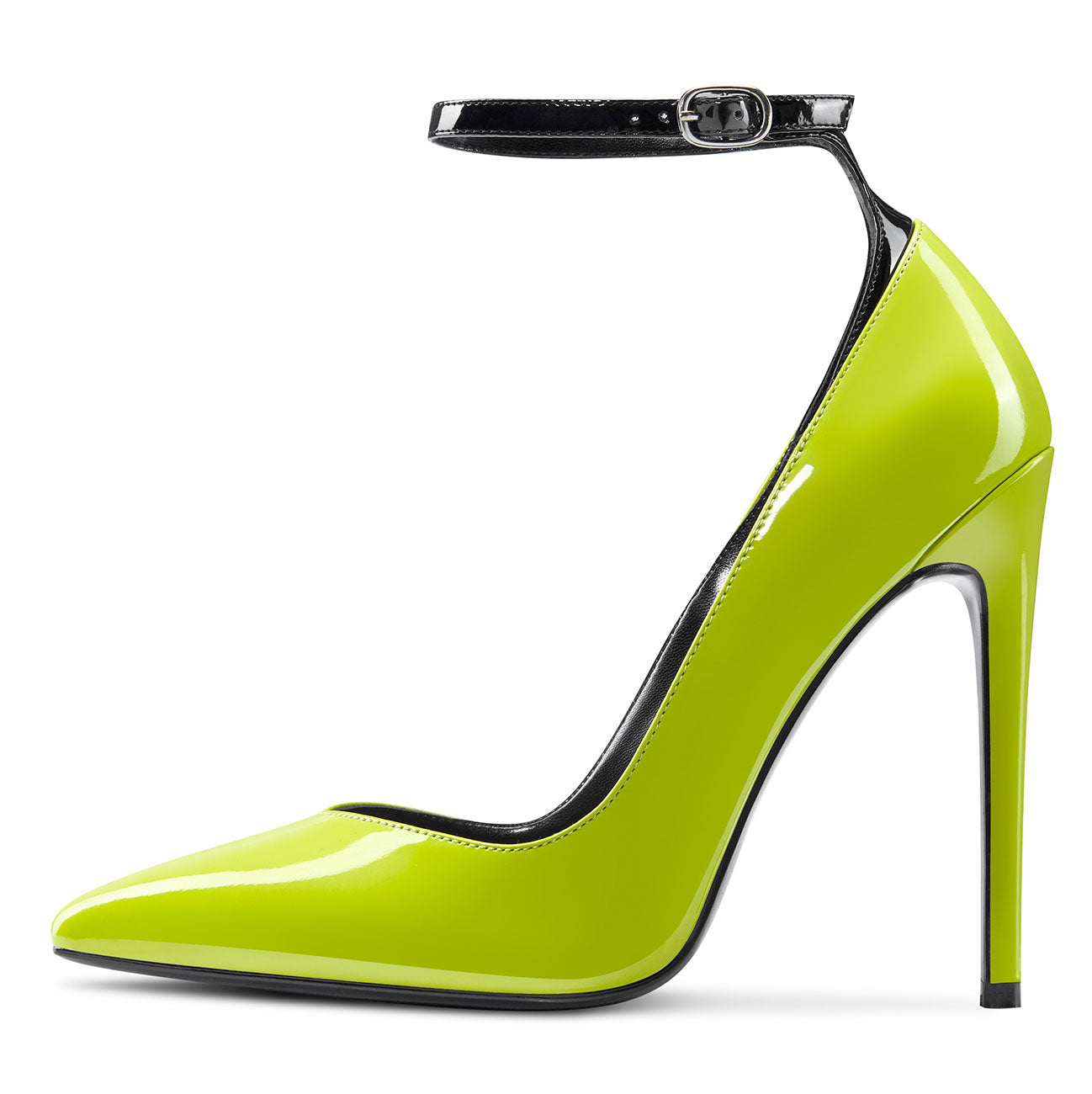 CASTAMERE Womens Sexy Ankle Strap High Heels Pumps Elegant Pointy Toe  Stilettos 12CM Heel Shoes - US5 / Green Fluorescent Patent