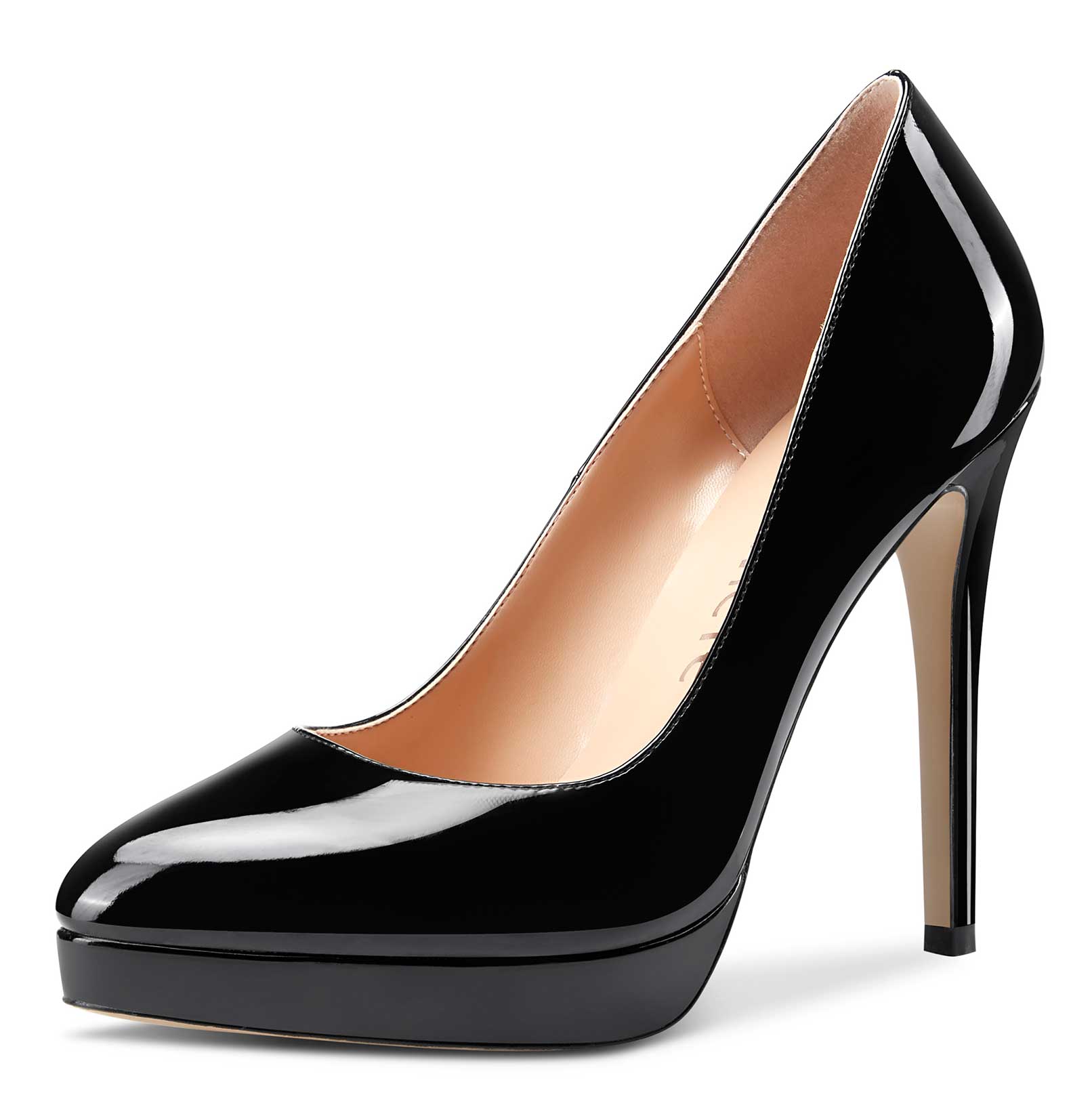 CASTAMERE Womens High Heels Platform Pumps Slip-on Stilettos 12CM Heel Office Dress Patent Shoes