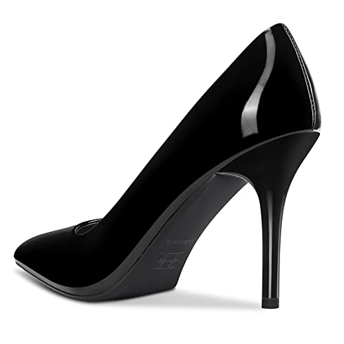 DearOnly Womens Pumps Pointed Toe Slip On Stiletto High Heel Patent Dress Shoes Office Black 3.5 Inch