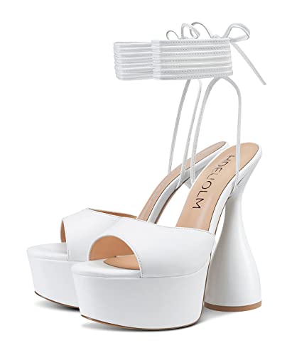 Pleaser Women s Kiss 201 Platform Sandal White Patent 8 B(M) US :  Amazon.in: Shoes & Handbags