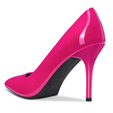 DearOnly Womens Pumps Pointed Toe Slip On Stiletto High Heel Patent Dress Shoes Office Magenta Red 3.5 Inch