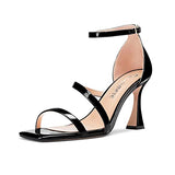 Castamere Women High Heel Open Toe Sandals Ankle Strap Gladiator Wedding Prom Dress 3.3 Inches Heels Black