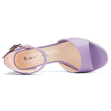 Aachcol Women Sandals Peep Open Toe Ankle Strap Chunky Block High Heel Dress Shoes Matte Classic Purple 3 Inch