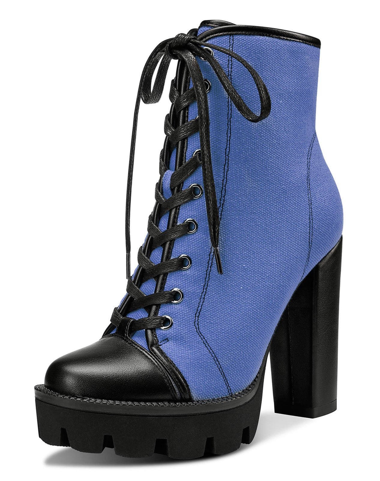 Buy Truffle Collection Black Micro Pointed Toe Lace-up Block Heel Ankle  Boots Online