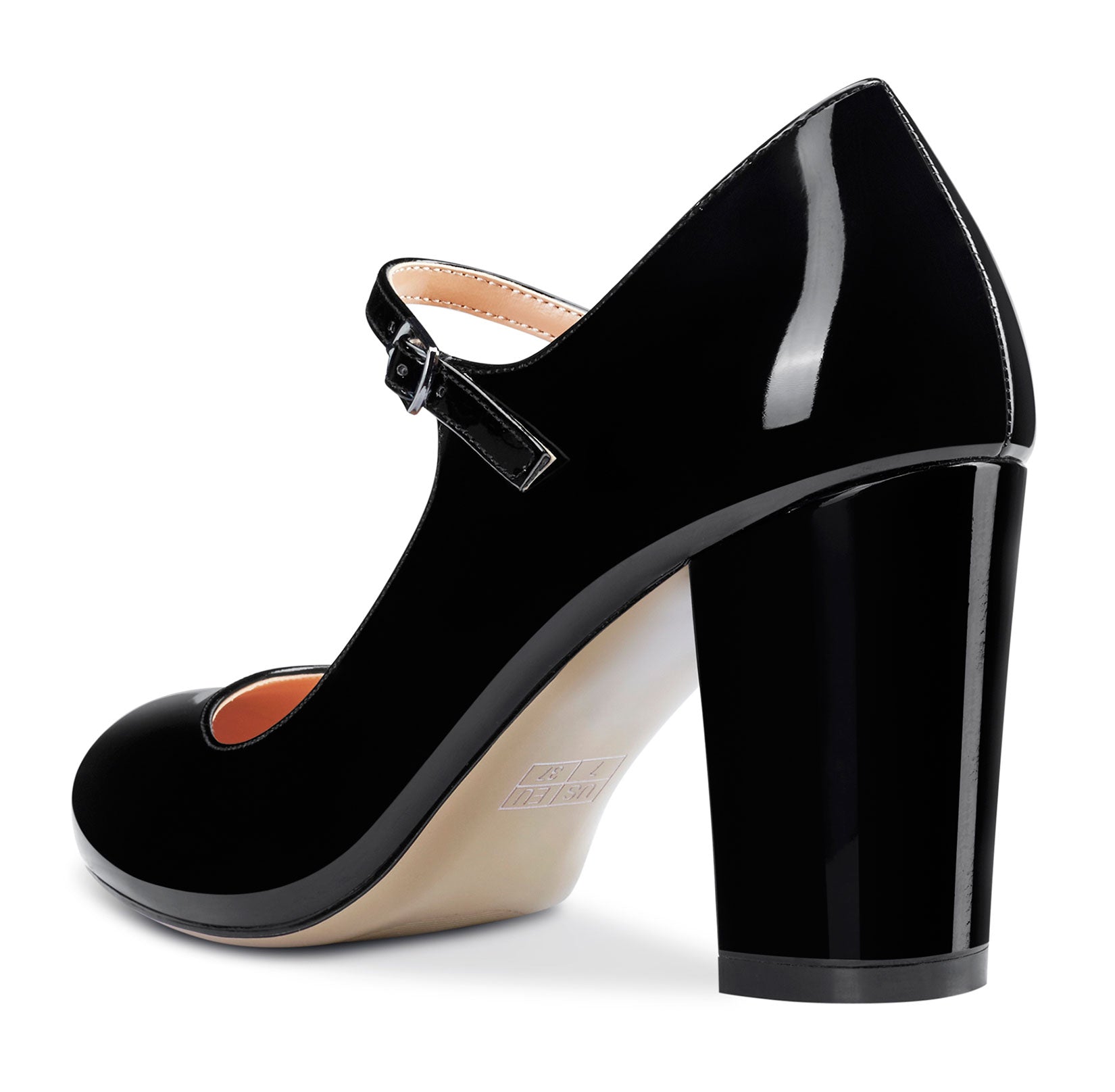 CASTAMERE Women Chunky Heel Pumps Mary Jane High Heels Round-Toe Shoes Dinner Wedding Pump 3Inch Block Heels