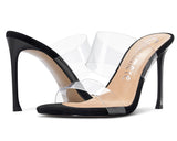 CASTAMERE Womens High Heels Slip On Sandals Clear Transparent Open Toe 10CM Stilettos Sandal