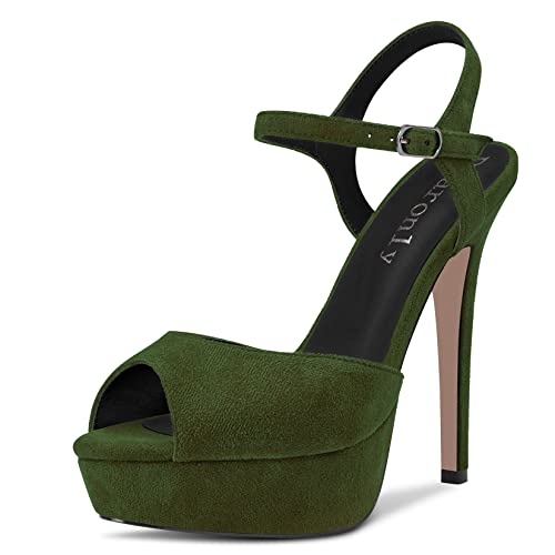 Amazon.com | Aachcol Women Platform Sandals Strappy Stiletto High Heel Peep  Open Toe Ankle Strap Slingback Clear Dress Shoes Beige Patent 5 M US | Shoes
