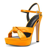 Aachcol Women Sandals Platform Peep Open Toe Ankle Strap Slingback Stiletto High Heel Dress Shoes Pumps Wedding Satin Gold 5 Inch