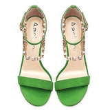 Aachcol Women Sandals Peep Open Toe Ankle Strap Stiletto High Heel Sexy Dress Shoes Pumps Office Wedding Satin Light Green 3 Inch