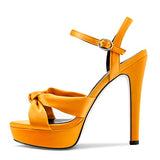 Aachcol Women Sandals Platform Peep Open Toe Ankle Strap Slingback Stiletto High Heel Dress Shoes Pumps Wedding Satin Gold 5 Inch