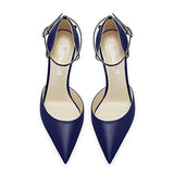 Castamere Women Stiletto High Heel Pointed Toe Pumps Ankle Strap Two-Piece Bow-Knot Wedding Dress 3.3 Inches Heels Navy Blue