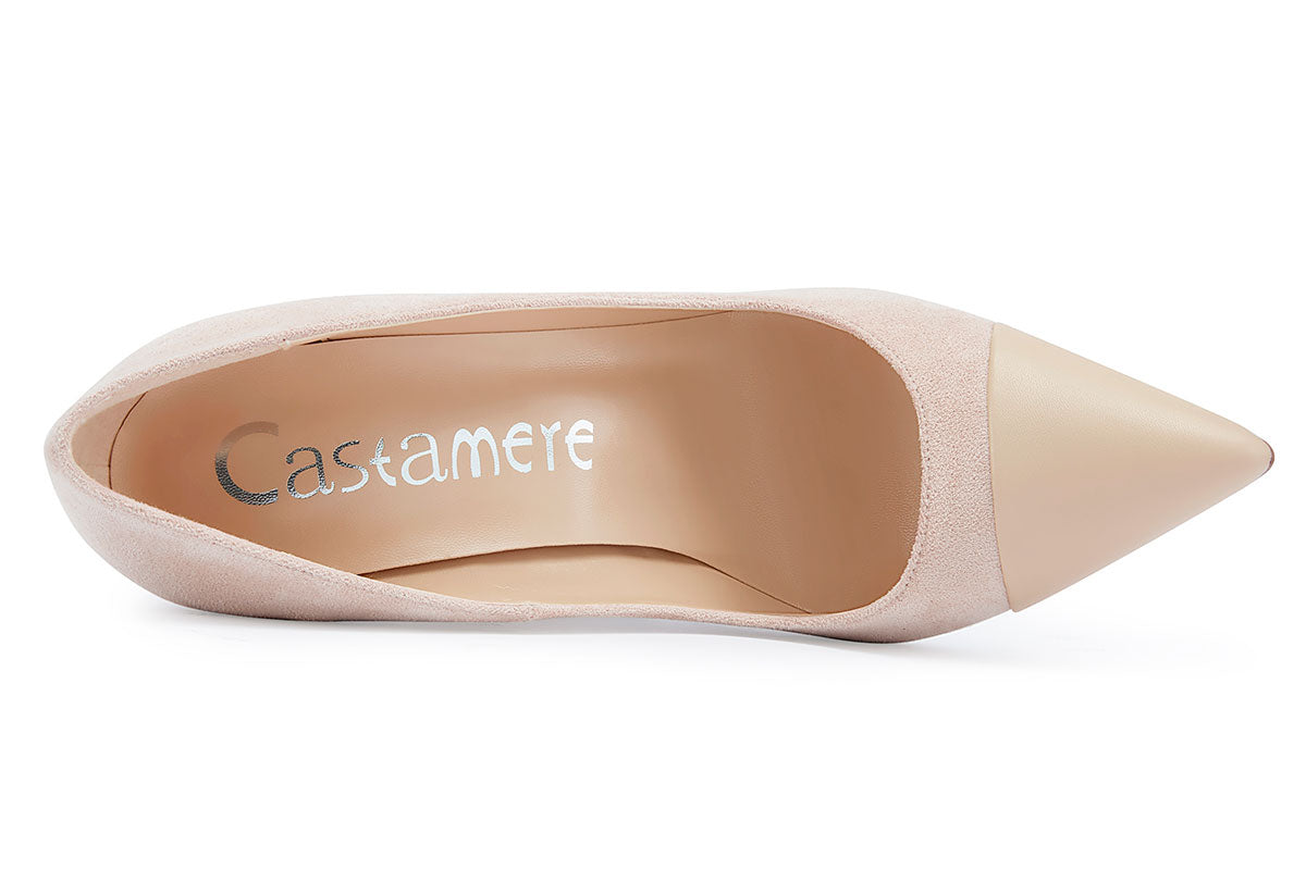 CASTAMERE Womens Sky High Block Heels Pumps Pointed Toe Slip-on 4.7 Inch Heels Suede Shoes