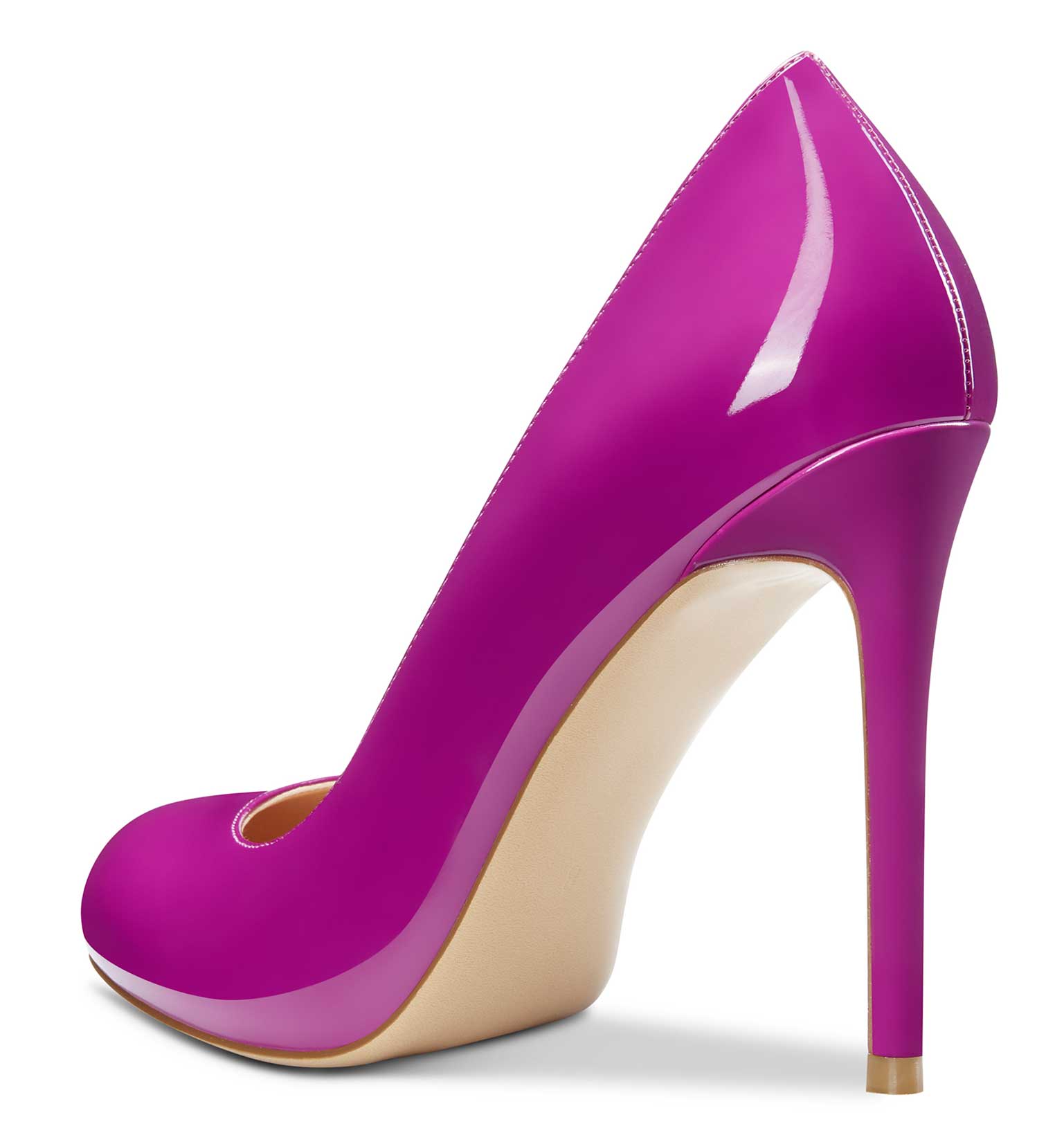 CASTAMERE Womens Round Toe High Heels Pumps Slip On Stilettos 10CM Heel Patent